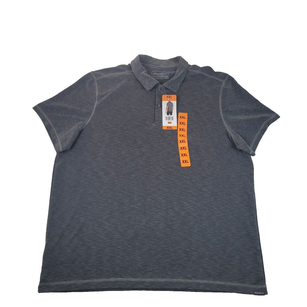 Eddie Bauer Polo Shirt Mens XXL Gray Active Performance Stretch NWT